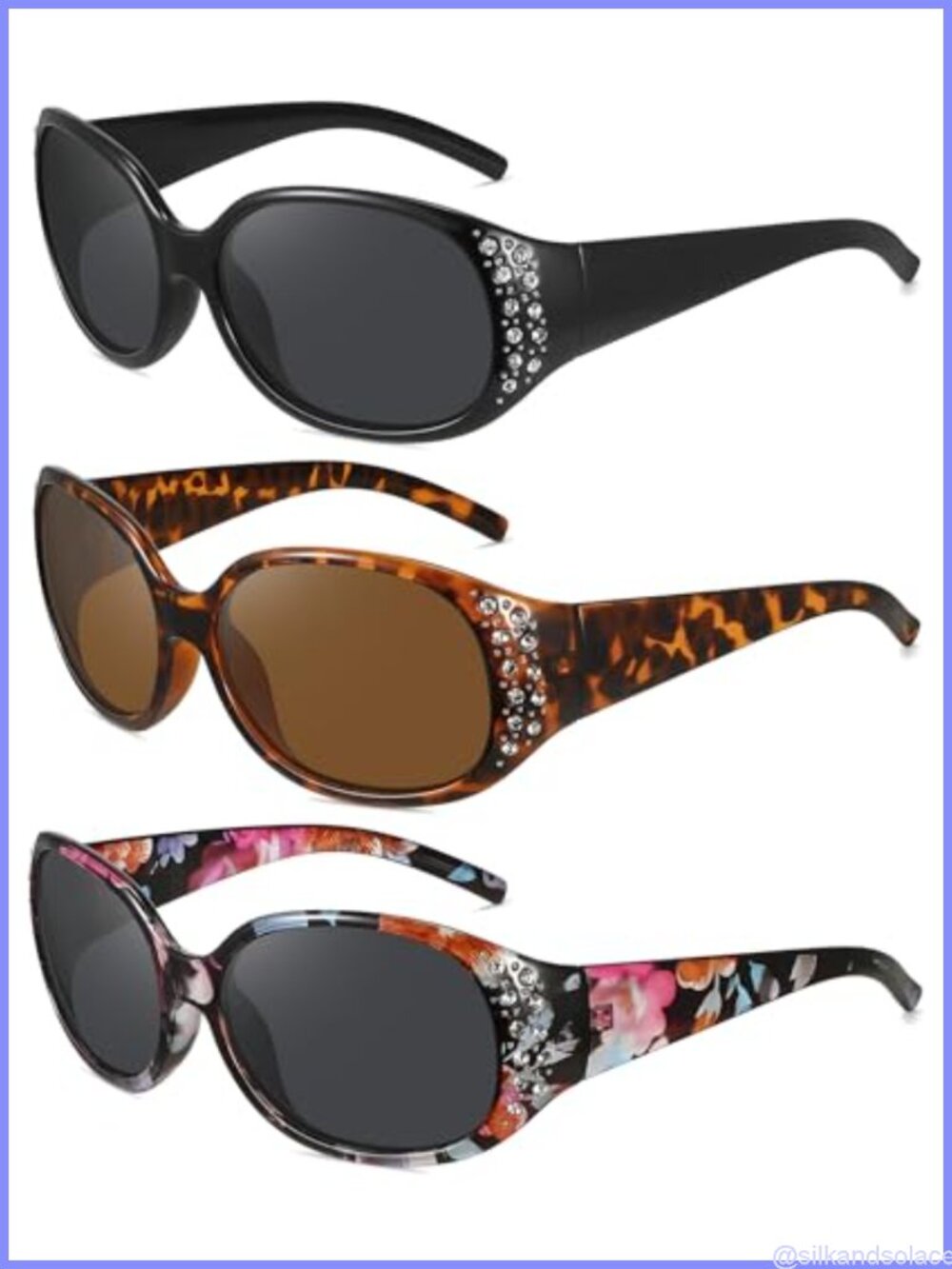 Retro Polarized Sunglasses Rhinestone Classic Driving UV Protection